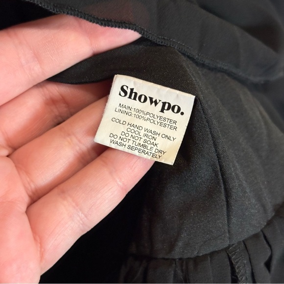 SHOWPO Can I Be Your Honey Mini Dress Black Size 10 Ruched Chiffon - Picture 8 of 8